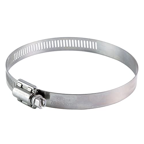 All 300 Grade Stainless Steel High Torque Hose Clamp, Worm Drive, SAE Size 56, 3" to 4" Diameter Range, 1/2" Bandwidth (Pack of 5)
