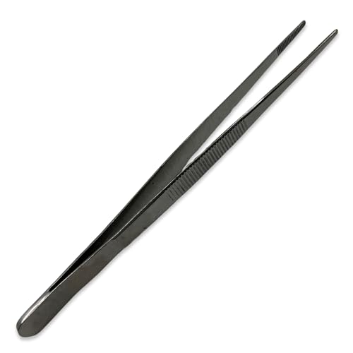 Eisco Labs - 6 Inch Stainless Steel Forceps - Precision Tweezers, Laboratory, Medical, and Educational Use - Durable, Corrosion-Resistant, Serrated Tips for Secure Grip - Dissection, Specimen Handling