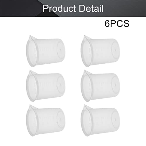 Othmro Measuring Cups 50ml PP Plastic Graduated Beaker Transparent for Lab Kitchen Liquids 6pcs - color: 50ml 6Pcs