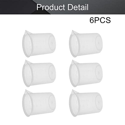 Othmro Measuring Cups 50ml PP Plastic Graduated Beaker Transparent for Lab Kitchen Liquids 6pcs - color: 50ml 6Pcs