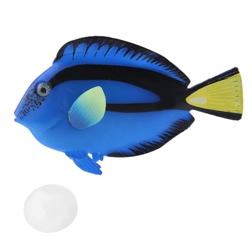 Luminous Silicone Artificial Fish Glow in The Dark Fake Fish with Suction Cup for Aquarium Tank Ornament Decoration(Blue) - color: Blue