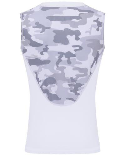 Youth Baseball Chest Protector Softball Lacrosse Football Padded Compression Shirt Heart Guard Sternum Protection - color: White Camo, size: Medium
