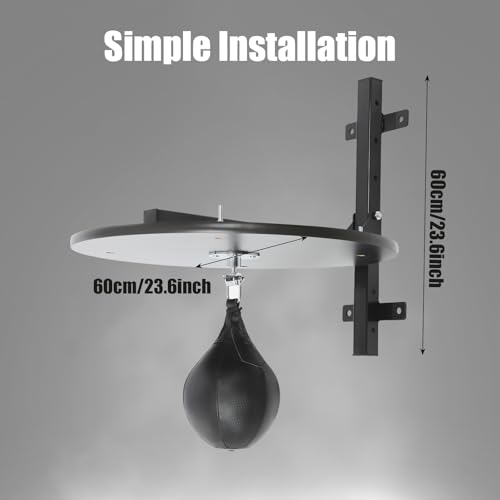Speed Bag Platform Speed Bag Boxing Kit for Adults Height Adjustable Wall-Mounted Heavy Duty Boxing Training Equipment 360° Rotatable Speed Ball with Punching Ball Fits Home Gym Workout - color: Black