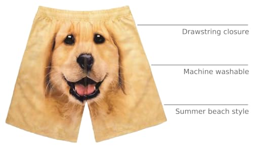 Ctreela Men's Funny Dog 3D Graphic Yellow Loose Fit Summer Beach Shorts - color: Khaki, size: X-Large