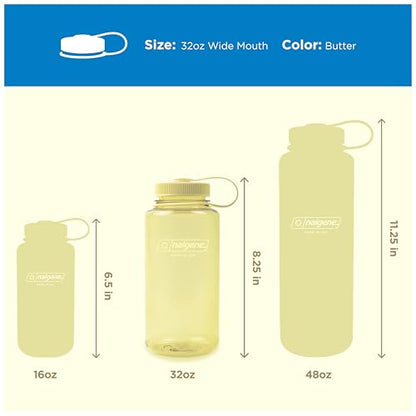 Nalgene 32 oz Wide Mouth Water Bottle, Butter - color: Butter, size: 32 Ounces