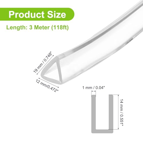 PATIKIL Rubber Seal Strip, 10Ft Flexible U Channel Edge Trim Protector Soundproof Door Seal Strips Fit 14-15mm Thick Edge, 3/4"(19mm) Width, 15/32"(12mm) Height, Transparent - size: 3/4"(19mm ) x 15/32"(12mm )