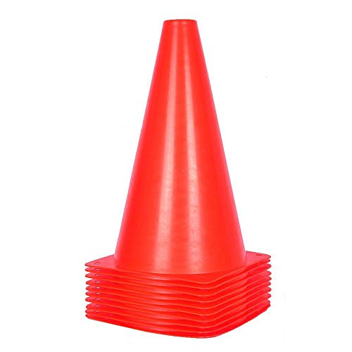Alyoen 9 inch Traffic Cones, Plastic Sport Cones, Red Soccer Training Cones for Outdoor Activity & Festive Events (Sets of 10/15/ 20) - color: 10 Pack-Red