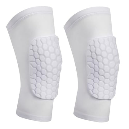 2 Pack Knee Braces for Knee Pain Knee Compression Sleeves Men Women, EVA Honeycomb Light Compression Leg Sleeves, Wrestling Knee Sleeve Volleyball Knee Sleeve Basketball knee Sleeve (White, Small) - color: White, size: Small