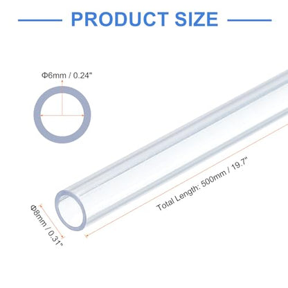 uxcell 10 Pcs Clear Plastic Rigid Tubing 6mm ID x 8mm OD, 0.5 Meters Length Round Polycarbonate Tubing for Aquarium Water Pipe, Water Cooling System, Plumbing - size: 6mm x 8mm