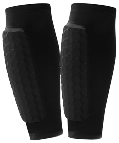 2 Pack Soccer Shin Guards Soccer Kids Adult, Soft Anti-Collision Soccer Shin Pad with EVA Honeycomb Pads, Shin Defender Shin Guard Sleeves - color: Black, size: Small