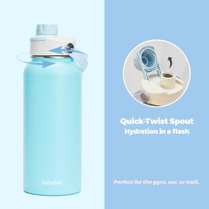 32 oz Insulated Water Bottle Sky Blue Stainless Steel Flask - color: Arctic Breeze