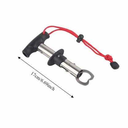 Stainless Steel Fishing Gripper, Portable Fish Lip Grip Grabber with Handle, Extra Wide Opening Fish Holder Tool for Outdoor Fishing