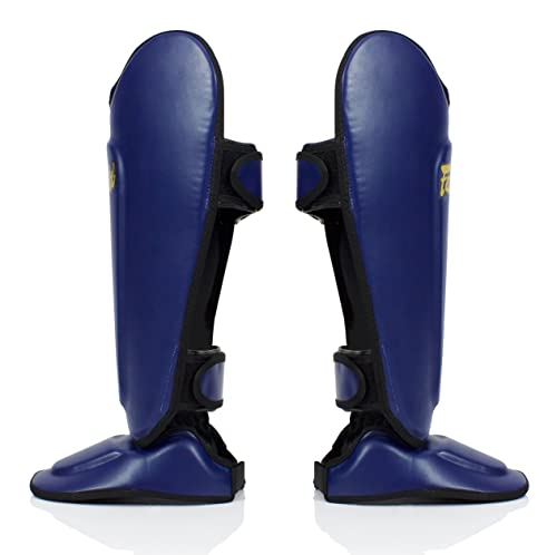 Fairtex SP8 Lightweight Durable Shin Guards, Expanded Side Protection Pads - color: Blue, size: Small