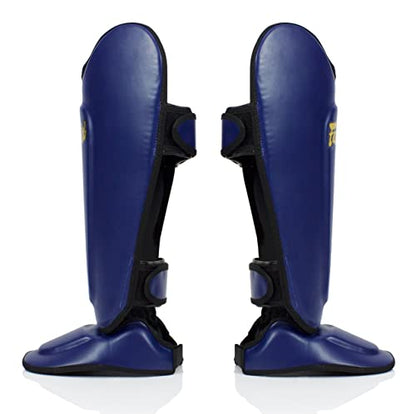 Fairtex SP8 Lightweight Durable Shin Guards, Expanded Side Protection Pads - color: Blue, size: Medium