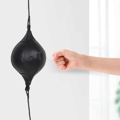 Wakauto Double End Boxing Speed Bag Pu Hanging Reflex Ball with Pump, Needle, and Hook Kit for Home Boxing Training and Hand-Eye Coordination