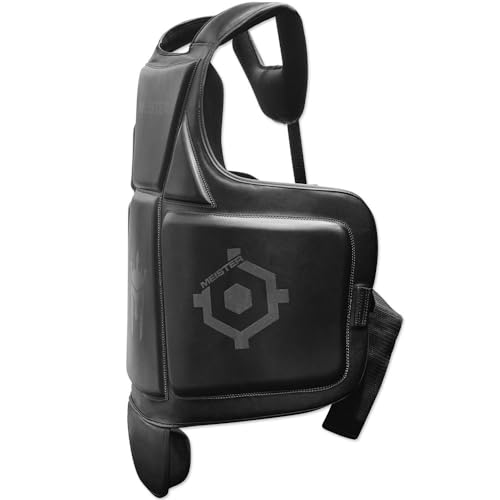 Meister Body Armor - MMA & Boxing Chest Guard w/Groin Protector | Trainer-grade protection for kickboxing and Muay Thai. Maximum coverage for belly, chest & oblique strikes - size: Adult Large