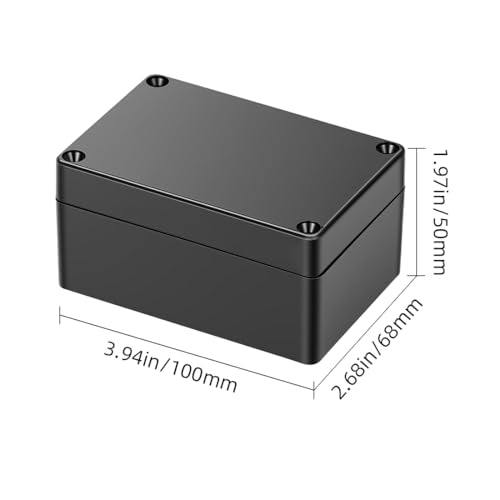 Project Box ABS Plastic IP66 Waterproof Dustproof DIY Junction Box Black 3.94 x 2.68 x 1.97 inch (100 x 68 x 50mm)(Pack of 2)