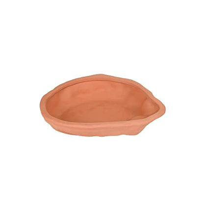 Extra Large Reptile Bathing Pool Tortoise Bathing Pool Reptile Feeding Dish Water Bath Bowl Aquarium Ornament for Gecko, Snake, Turtle, Bearded Dragon, Lizard Bath (Red Pottery)