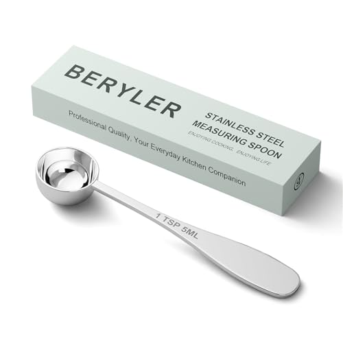 1PCS 1tsp(1/3tbsp, 5 ml) Single Measuring Spoon, Stainless Steel Individual Teaspoon, Metal Measure Scoop with Gift Box - size: 1 tsp | 1/3 tbsp | 5 ml | 1/6 oz