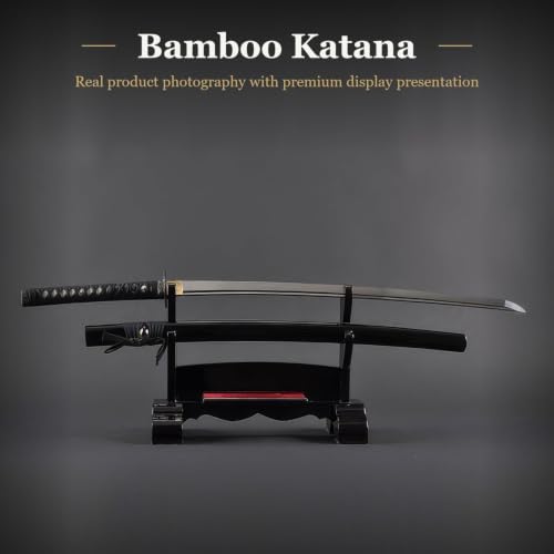 Hand Forged 1045 Heat-Tempered Katana, Full Tang Sword - color: Bamboo