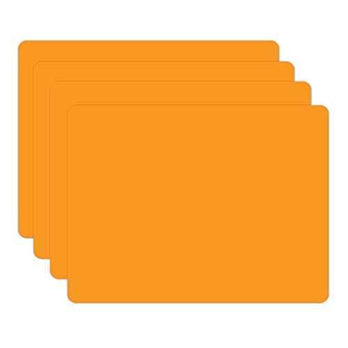 Silicone Placemats, Food-Grade Non-Slip Waterproof, Dining, Stain Resistant, Countertop Protector, Kitchen Counter Mat, Heat Resistant, Baking mat Dishwasher Safe (15.7x11.8Inch-4pack, Orange)