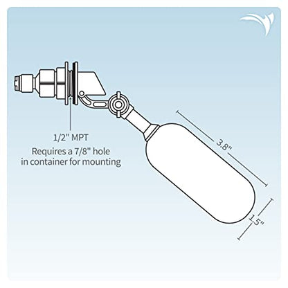 AquaticLife Auto Shut-Off Float Valve Kit for RO, RO/DI Reverse Osmosis System Units Water Filter Parts and Accessories