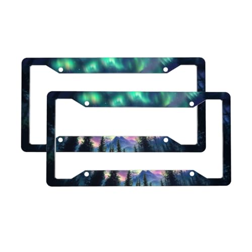 Forest Galaxy License Plate Frame 2 Pack Accessories Cars Decor 12.3 X 6.3 Inches for Men Women - color: Forest Galaxy