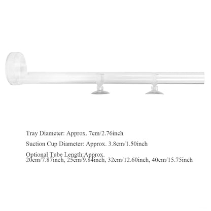 SUNGOOYUE Aquarium Feeder Acrylic Transparent Feeding Tube with Tray 20cm Fish Shrimp Feeding Dish with Suction Cups and Fixing Bracket for Fish Tank Aquarium (Tube Length 25cm)