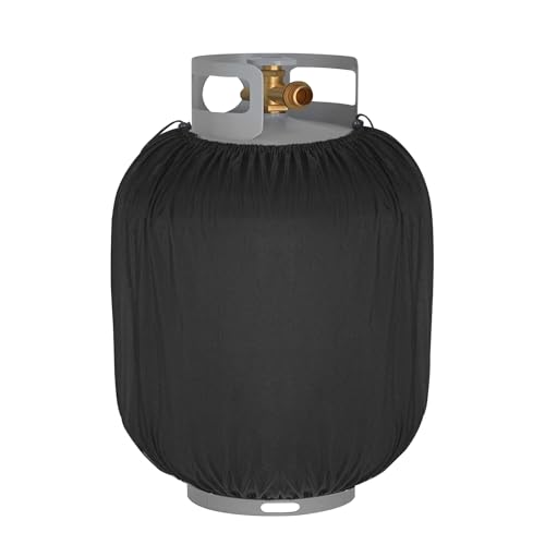 Propane Tank Cover 20lb,Outdoor Heavy Duty 600D Waterproof Oxford Fabric Propane Gas Tank Cover with Adjustable Drawstrings - color: Black
