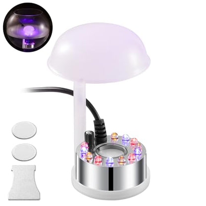WINTS Mist Maker,12 LED Mister Fogger Water Fountain Pond Fog Machine Atomizer Air Humidifier, Fountain Mister Fogger with Splashing Guard Perfect for Fountain Pond Halloween (Sliver) - color: Sliver