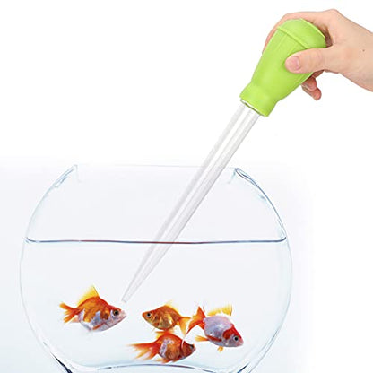 GLOGLOW Nan Aquarium Gravel Cleaner, ABS Mini Manual Water Changer, Accurate Fish Tank Dropper for Cleaning and Feeding, Ideal for Small Aquariums and Office Use Fish Tank and Accessories (Green)