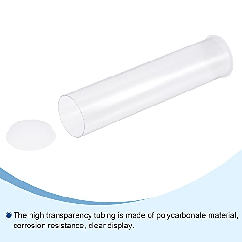 MECCANIXITY Clear Storage Tube Small Plastic Round Tubing with Caps Rigid Bottle Container 41.6x43x200mm/8 Inch Diameter for Item Stored