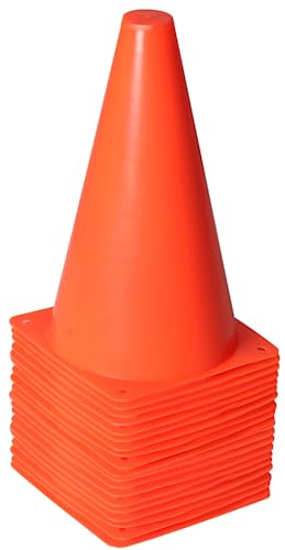 Alyoen 9 inch Orange Traffic Cones, Plastic Sport Cones, Soccer Training Cones for Outdoor Activity & Festive Events (Sets of 10/15/ 20) - color: 20 Pack-Orange