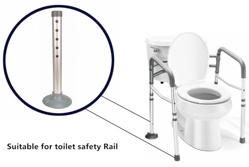 Foot Tube and Suction Cup Tips, for Toilet Safety Rail and Shower Chair Bench Bath Stool, Replacement Suction Cups Tips and Aluminum Tubes, 5 Height Adjustable Leg Tube Accessories