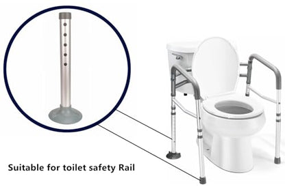Foot Tube and Suction Cup Tips, for Toilet Safety Rail and Shower Chair Bench Bath Stool, Replacement Suction Cups Tips and Aluminum Tubes, 5 Height Adjustable Leg Tube Accessories