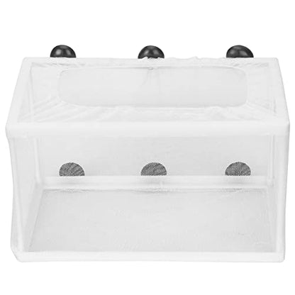 Aquarium Breeder Box with Suction Cups | Detachable Fish Hatchery & Isolation Enclosure | Multi - Functional Incubator for Fry/Unwell Fish/Shrimp | Secure Plastic & Mesh Design - size: L(13x7x2.6cm/5.1x2.8x1in)