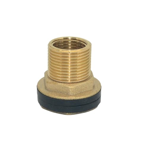 VARMHUS Solid Brass Bulkhead Fitting,2 Rubber Seal Washers, NPT Female to NPT Male Thread Water Tank Connector for Rain Barrels Aquariums (1PC 3/4" Female 1/2" Male) - size: 1PC 3/4" Female 1/2" Male