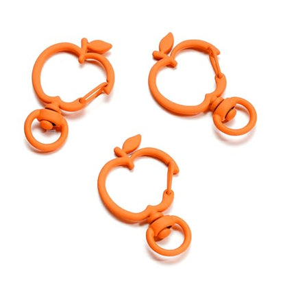 5Pcs Swivel Clasps Snap Hook, Apple Shape Alloy Metal Lobster Claw Clasp for Keychains, DIY Crafting 24 * 38mm (Orange) - color: Orange