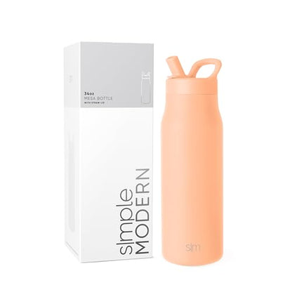 Simple Modern Insulated Water Bottle with Manual Straw | 34oz | Orange - color: Bellini, style: 34oz