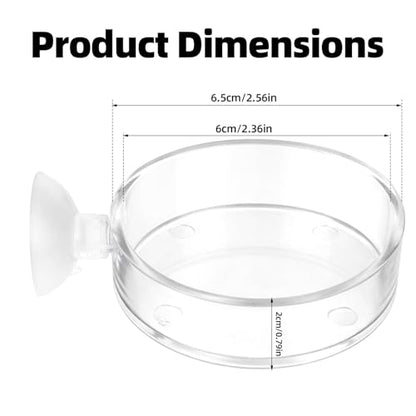 Fish Tank Feeder Dish with Suction Cup, Transparent Acrylic Aquarium Shrimp Feeder Dish with Suction Cup for Shrimp Fish and Aquatic Pets Aquarium Tanks Feeding