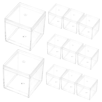 Homoyoyo 12pcs Mineral Specimen Display Case Plastic Box Dividers Mini Storage Container Food-Grade Easy Viewing Design