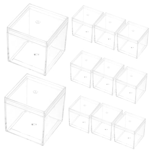 Homoyoyo 12pcs Mineral Specimen Display Case Plastic Box Dividers Mini Storage Container Food-Grade Easy Viewing Design