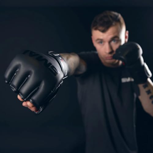 SMAI Elite85 Leather MMA Grappling Gloves - Competition Punching Mitts and MMA Gear for Men, Women and Youth - Made for Martial Arts Sparring, Punch Training and Bag Work. - size: X-Large