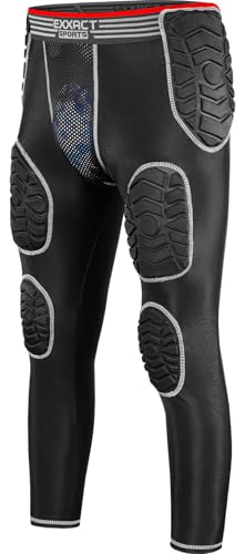 Exxact Sports Combat 7-Pad 3/4 Men's Padded Compression Leggings - color: Black, size: Adult 2X-Large