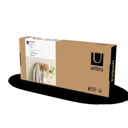 Umbra Picket Coat Rack, Wall Mount 5 Flip-Down Coat Hooks, Natural - color: Natural, size: 5-Hook