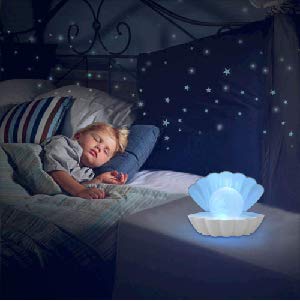 Shell Pearl Beach Themed Night Light, RGB 8 Colors Changing Mood Shell Pearl Lamps, Bedside LED Clamshell Portable Night Lights for Bar (White) - color: White