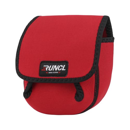 RUNCL Spinning Reel Bag – Protective Storage Pouch for Baitcasting Reels & Spinning Reels, Lightweight & Durable, Ideal for Freshwater & Saltwater Fishing Trips (Red & Black)