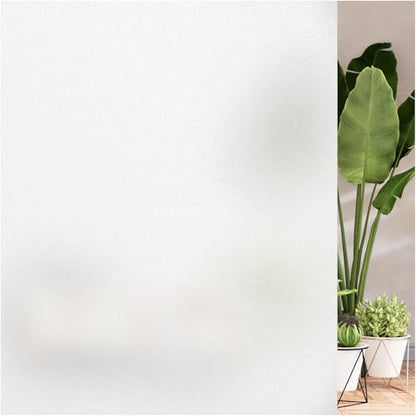 Window Privacy Film Frosted Glass Window Film Heat UV Blocking Static Cling Non-Adhesive Window Frosting Film for Bathroom Home Office(Frosted, 17.5" x 78.7")