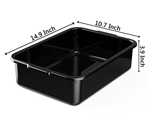 5-Pack Commercial Bus Tubs Box/Tote Box, Black Plastic Storage with Handles, Wash Basin Tub 8 Liter - color: Black, size: 8 Liter-Black
