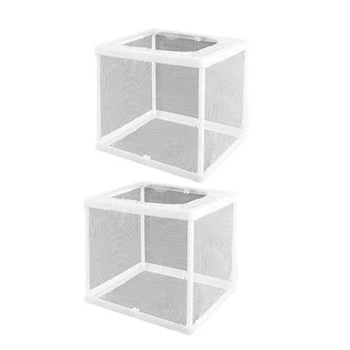 2PCS Protective Aquariums Breeding Cage Netting Nursery Tanks with Suction Cup for Fry Rearing and Secure Observation Spawning Box for Aquariums Fish - color: small